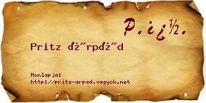 Pritz Árpád névjegykártya